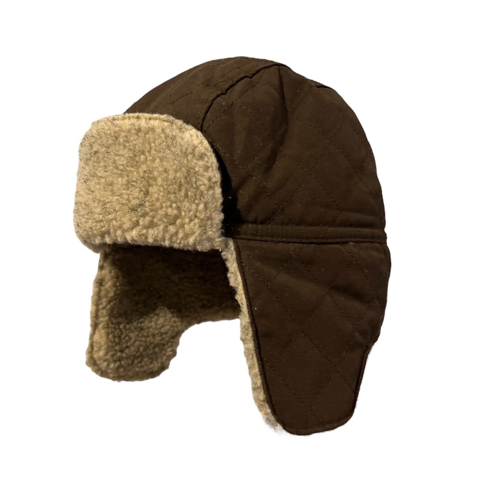 NWT Janie and Jack Brown Quilted Trapper Hat with Faux Fur Lining